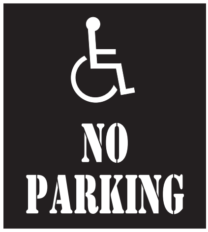 ADA HANDICAP NO PARKING STENCIL 12" X 18" WITH 6" WORDING
