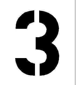 INDUSTRIAL GRADE NUMBER THREE "3" STENCIL FROM 4" TO 96" 1/8" THICK