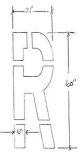 5' "R" FOR RAILROAD CROSSING 2' X 5' X 6" STROKE