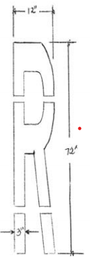 6' FEDERAL "R" FOR RAILROAD 1' X 6' X 3" STROKE
